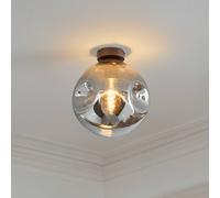 Lámpara de techo Lindby Valentina, E27, gris humo, cristal, Ø 25 cm