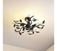 Lámpara de techo Lindby Yos, 5 luces, 58 cm, negro y dorado, E14