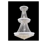 Lámpara de Techo, Luxury Crystal Chandelier Living Room Lamp Hollow Hall Chrome Atmosphere Duplex Villa Hotel Staircase(Warm,D100 H150CM_Chrome)