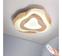 Lámpara de Techo Madera, Plafon LED Techo regulable con mando a distancia, Ø40cm 36W, Plafón Luz de Madera Redonda irregular, Con FuncióN de Memoria Para Cocina Salon Comedor Dormitorio Pasillo
