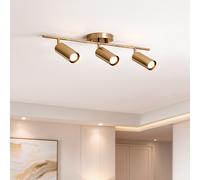 LEDKIA LIGHTING - Lámpara de Techo Dariel | 3 Focos Orientables | Diseño Moderno y Minimalista | Compatible con Bombillas de Bajo Consumo | Dorado; Metal