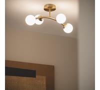 LEDKIA LIGHTING Lámpara de Techo Metal y Cristal Moonlight Brass Ovo 4 Focos Dorado G9