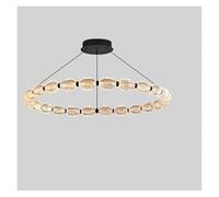 Lámpara de Techo, Modern Home Decor Ring led Lights Pendant Light Lamps for Living Room Chandeliers for Dining Hanging Indoor Lighting(Black 60CM,Cold)