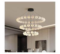 Lámpara de Techo, Modern Home Decor Ring led Lights Pendant Light Lamps for Living Room Chandeliers for Dining Hanging Indoor Lighting(Black 3rings,Remote)