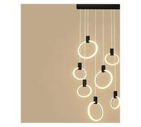 Lámpara de Techo, Modern Stair Chandelier Pendant Lights Indoor Lighting Ceiling Lamp Hanging Light led Chandeliers for Living Room lightin(Black7 Heads Long,Cold)