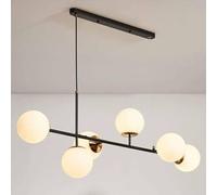 Lámpara de Techo Moderna de 6 Luces con Forma de Globo de Cristal de Mediados de Siglo, lámpara de araña de Altura Ajustable, lámpara de Techo Colgante de Metal para Cocina, Isla, Sala de es