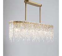Lámpara de Techo Moderna, lámpara de araña Rectangular de Lujo LED, CA 110 V, 220 V, Moderna lámpara Colgante para Comedor y Sala de Estar (90 x 30 x 30 cm, Blanco cálido)