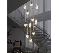 Lámpara De Techo Moderna Led con Forma De Gota De Agua para Escalera, Lámpara Colgante para Villa, Escalera Dúplex, Lámpara De Cristal Larga para Restaurante., 6 Lights