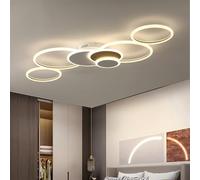 LáMpara De Techo Moderna Minimalista, Dimmable 7-Ring Design Living Room Light, With Remote Control Gold Ceiling Lamp,Suitable For Living Rooms, Bedrooms, Studies(L120*W80cm) (Oro)