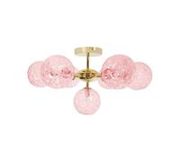 Lámpara de Techo Moderna Vidrio 7 Luces Metálica Redonda Colgante Rosa y Oro Anadyr