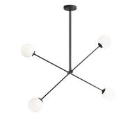 Lámpara De Techo Negra Blanca 4 Focos E14 Vidrio Metal Moderno