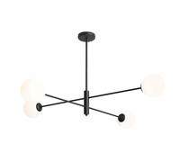 Lámpara De Techo Negra Blanca 4 Focos E14 Vidrio Metal Moderno Salón KRANEC