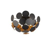 Lámpara De Techo Negra Dorada Ø 52cm H: 27cm Metal 3x E14 Sala De Estar
