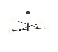 Lámpara De Techo Negra Y Blanca 6 Focos E14 Vidrio Metal Moderno