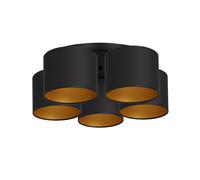 Lámpara de Techo Negro Oro Tela Metal B: 58 CM Blendarm Deckenleuchte Salón
