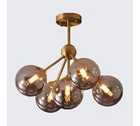 Lámpara de techo nórdica G9 de cobre para dormitorio, moderna y concisa, iluminación de araña, montaje semiempotrado, para sala de estar, comedor, arte, lámpara colgante de frijol mágico, luces de