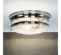Lámpara De Techo Para Baño IP44 Ø 35 Cm Redonda Cromo 2x E27 Vidrio Metal