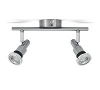 B.K.Licht Lámpara de techo para baño IP44 incl. 2x5W LED bombillas orientables GU10 I Focos de techo y pared I luz blanco cálido 3000K I metal I Color níquel mate