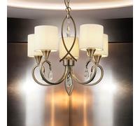 Lámpara De Techo Para Comedor 5x E14 En Latón Antiguo Con Tela Y Metal