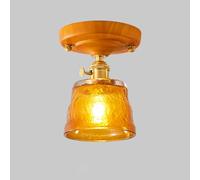 Lámpara de Techo para Pasillo, Iluminación de Techo de Maderaiza, Lámpara de Techo Semiempotrada con Pantalla de Vidrio, Iluminación Interior Estilo Granja de 1 Luz, Lámpara de Techo para Porche./Ámba