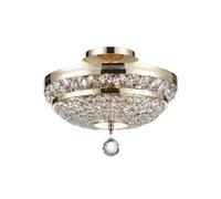 Lámpara De Techo Pequeña D: 32 Cm En Oro Antiguo 3x E14 Cristal Metal