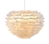 Lámpara de techo plegable de plumas de ganso blancas, con pantalla tejida a mano. Lámpara colgante sencilla y elegante para sala de estar, dormitorio u hotel.