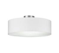 Lámpara de techo redonda con pantalla de tela y cubierta con efecto satinado