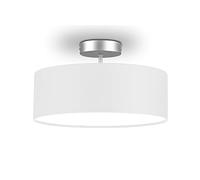 Lámpara de techo redonda con pantalla de tela y cubierta con efecto satinado