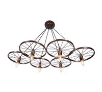 Lámpara de techo retro con 6 ruedas, rústica, de metal, para coche, E27, para decoración de hotel, restaurante