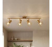 Lámpara De Techo Retro De Metal En Latón Ajustable E14 Foco Salón MIA