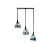Lámpara De Techo Retro Europea E27 De Tres Luces, Con Cristal Tiffany Creativo, Ideal Para Sala De Estar, Comedor, Bar, Cafetería, Pasillo, Puerta De Entrada, 3(Cláusula De 3 Cabezas De Largo-D)