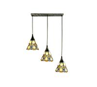 Lámpara De Techo Retro Europea E27 De Tres Luces, Con Cristal Tiffany Creativo, Ideal Para Sala De Estar, Comedor, Bar, Cafetería, Pasillo, Puerta De Entrada, 3(Cláusula De 3 Cabezas De Largo-C)