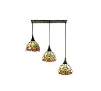Lámpara De Techo Retro Europea E27 De Tres Luces, Con Cristal Tiffany Creativo, Ideal Para Sala De Estar, Comedor, Bar, Cafetería, Pasillo, Puerta De Entrada, 3(Cláusula De 3 Cabezas - Sección B)