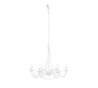 Lámpara De Techo Rústica Ø 65 Cm Blanca 6 Fuegos E14 Metal Comedor