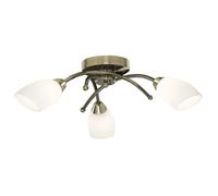 Lámpara de Techo Salón Pasillo En Latón Antiguo Cristal Visera Deckenleuchte