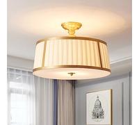 Lámpara de Techo semiempotrada de latón Moderno, 4 Luces, lámpara de Techo empotrada de Mediados de Siglo en Dorado, Pantalla de Tela Color Leche, Accesorios de iluminación para Pasillo, dor