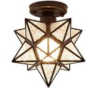 Lámpara de techo semiempotrada moderna con forma de estrella geométrica, marco de metal dorado y negro, luminaria con aspecto de cristal acrílico facetado, base E27 para pasillo, entrada, comedor, es