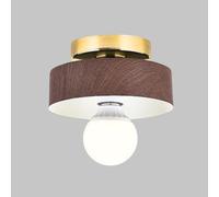 Lámpara de Techo Semiempotrada para Pasillo, Lámpara de Techo Estilo Granja de 1 Luz, Lámpara de Techo de Metal con Acabado de Madera para Entrada de Porche./Do