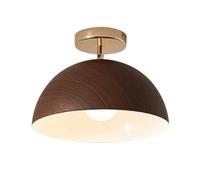 Lámpara de Techo Semiempotrada para Pasillo, Lámpara de Techo Estilo Granja de 1 Luz, Lámpara de Techo de Metal con Acabado de Madera para Entrada de Porche./F
