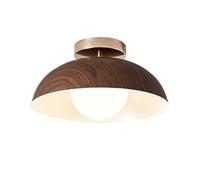 Lámpara de Techo Semiempotrada para Pasillo, Lámpara de Techo Estilo Granja de 1 Luz, Lámpara de Techo de Metal con Acabado de Madera para Entrada de Porche./Mi