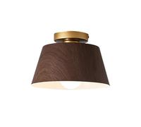 Lámpara de Techo Semiempotrada para Pasillo, Lámpara de Techo Estilo Granja de 1 Luz, Lámpara de Techo de Metal con Acabado de Madera para Entrada de Porche./D