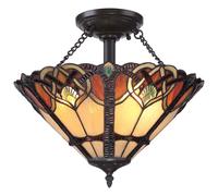 Lámpara De Techo Tiffany De Vidrio Mosaico Ø41cm Sala De Estar Comedor