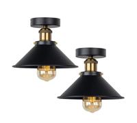 Lámpara de Techo, V-intage Industrial Rustic Flush Mount Hat Ceiling Lamp Village Style Bedroom Corridor Light Creative Retro Metal Lamps(A-2 PCS)