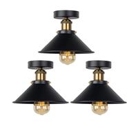 Lámpara de Techo, V-intage Industrial Rustic Flush Mount Hat Ceiling Lamp Village Style Bedroom Corridor Light Creative Retro Metal Lamps(A-3 PCS)
