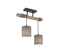 Lámpara de Techo Viga Madera Metal Tela B: 47,5 CM 2x E27 Deckenleuchte Comedor