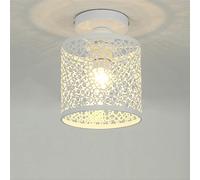 Lámpara de Techo Vintage, Lámpara de Techo Metal Diseño de Jaula de Hierro E27 Iluminación de Techo, Lampara Colgante Interior Montaje Semi Flush para Dormitorio Cocina Sala de Estar Comedor (blanco)