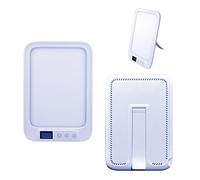 Lámpara de terapia de luz, para uso en el hogar/en la oficina/viajes, lámpara LED luz diurna, 10000 Lux libre de UV, 3 colores iluminación, 6 modos brillo,6 funciones de temporizador (blanco)