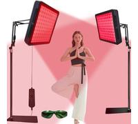 Lámpara de terapia de luz roja para uso corporal y facial, longitudes de onda duales de 660 nm y 850 nm, dispositivos de terapia de luz infrarroja con brillo ajustable ángulo100 LED (Negro)