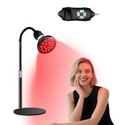 Lámpara de terapia de luz roja Warmforwel con infrarrojo cercano de 660 nm/850 nm, 18 LED de 54 W, temporizador, 5 niveles de brillo, base y gafas para la recuperación muscular en rostro, espalda