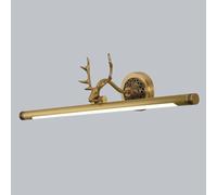Lámpara de tocador de latón cepillado con forma de asta de ciervo LED, lámpara frontal de espejo de baño vintage, aplique de pared de tocador antiguo ajustable, barra de pared rústica, accesorios de i